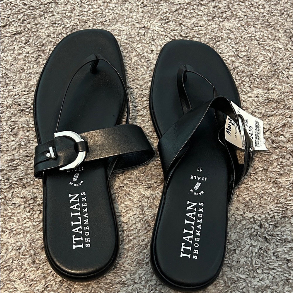Italian Shoemakers Black Sandals, Size 11
